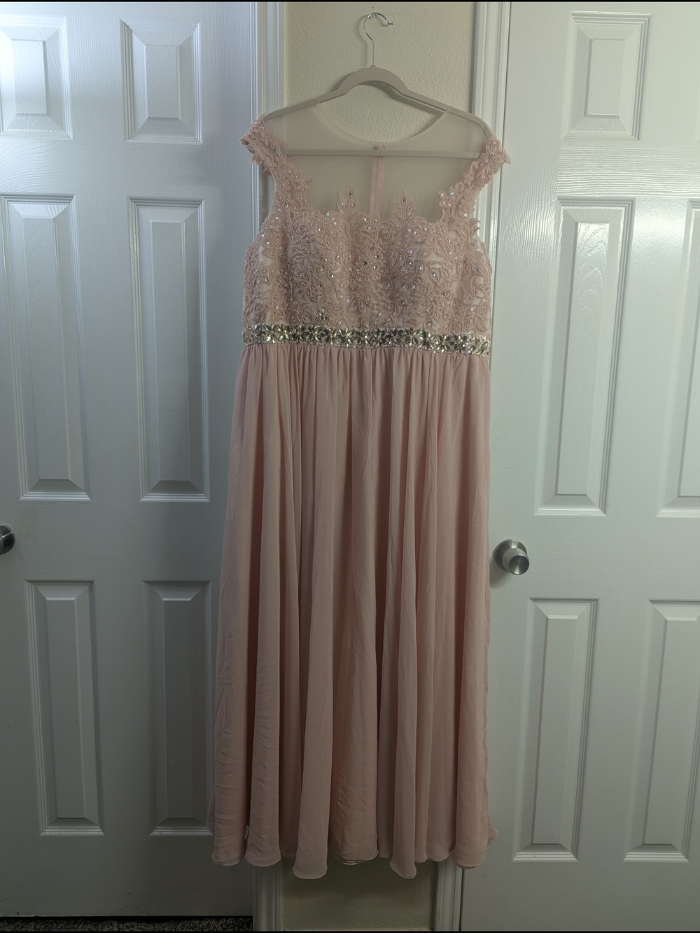 Let's Blush Lace Beaded Waist Dress